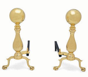 Solid Brass Ball Type Andirons
