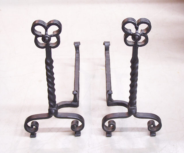 Antique Wrought Iron Andirons.